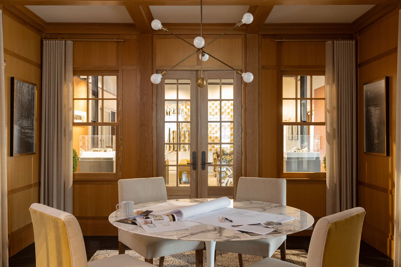 Interior of room with Marvin windows and door at the Marvin at 7 Tide show room