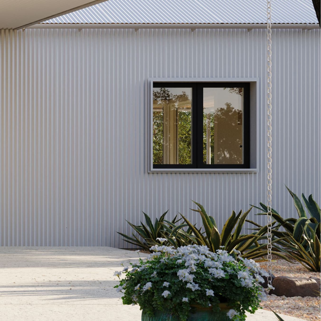 Exterior of home with Marvin Vivid Casement windows and Inswing French Door