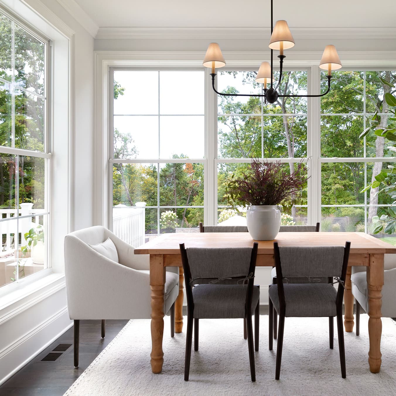 Dining room with Marvin Essential Double Hung windows