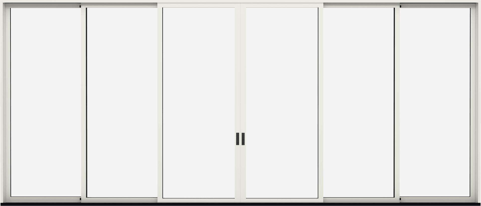 Close up of a white Marvin Modern Multi-Slide patio door.