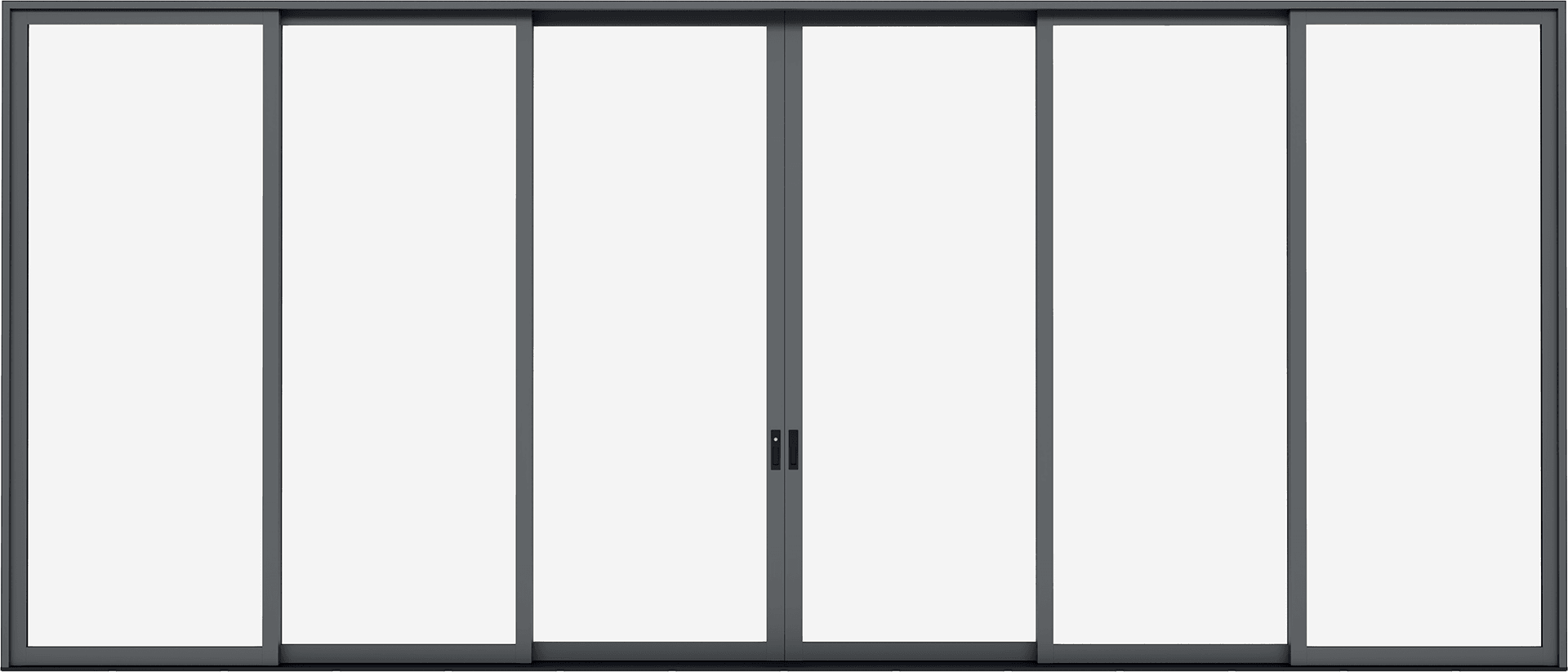 Exterior side of a black Marvin Modern Multi-Slide patio door.