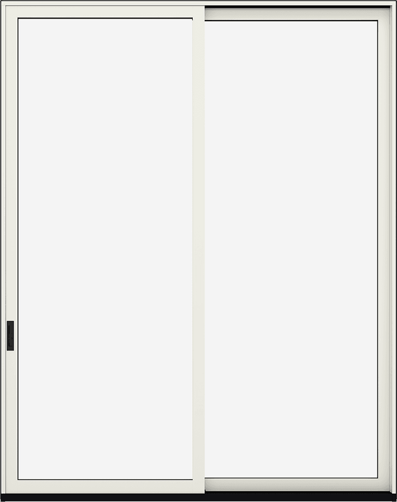 Interior view of a white Marvin Modern Sliding patio door.